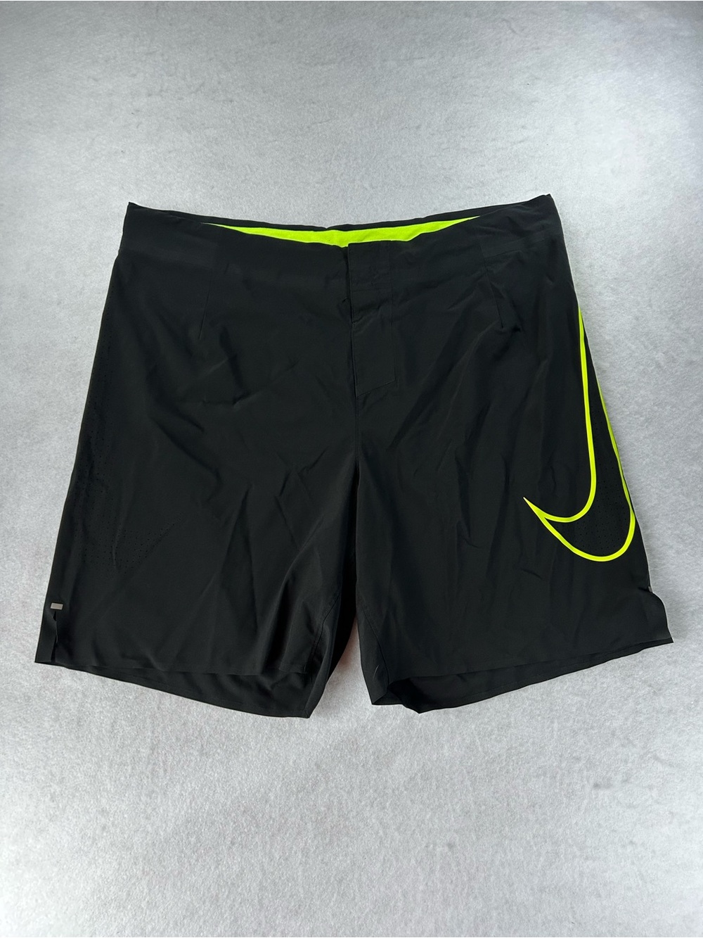Nike Men's Dri-FIT Reflective Black & Volt Running Shorts L